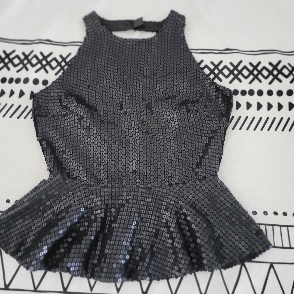 Guess by Marciano Women's Sequin Black Peplum Top Size  XS